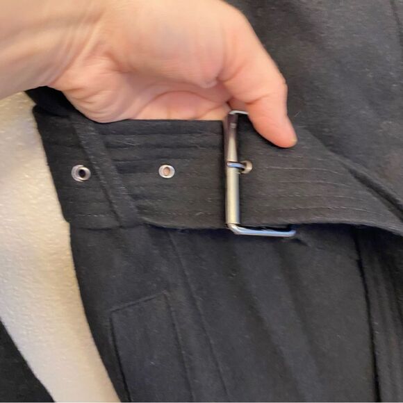 Kenneth Cole wool blend black pea trench coat belted goth Y2K -XS - Picture 4 of 12